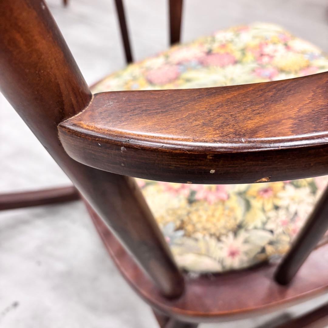 （なおさん専用）松田家具 ロッキングチェア 木製 アーム付き 花柄座面