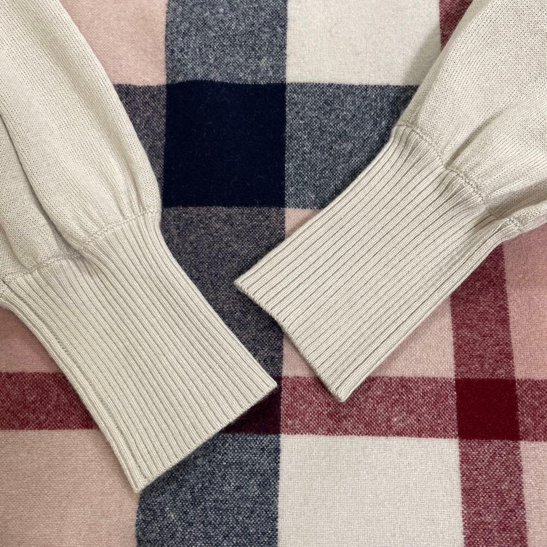 ブルーレーベル クレストブリッジ ニットワンピース ピンクチェック柄　38