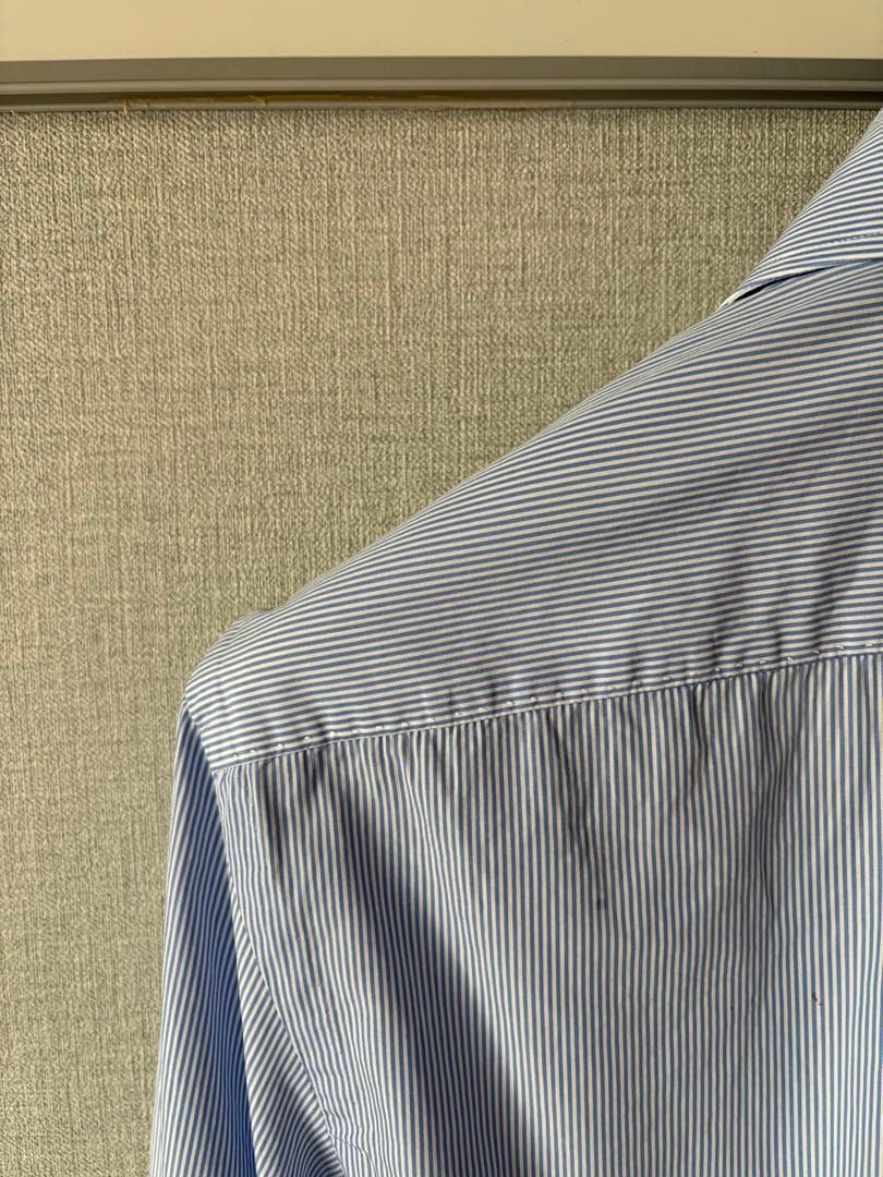 ピッチリーロ　ドレスシャツ　白×ネイビー　ストライプ　３７　ランバルディ