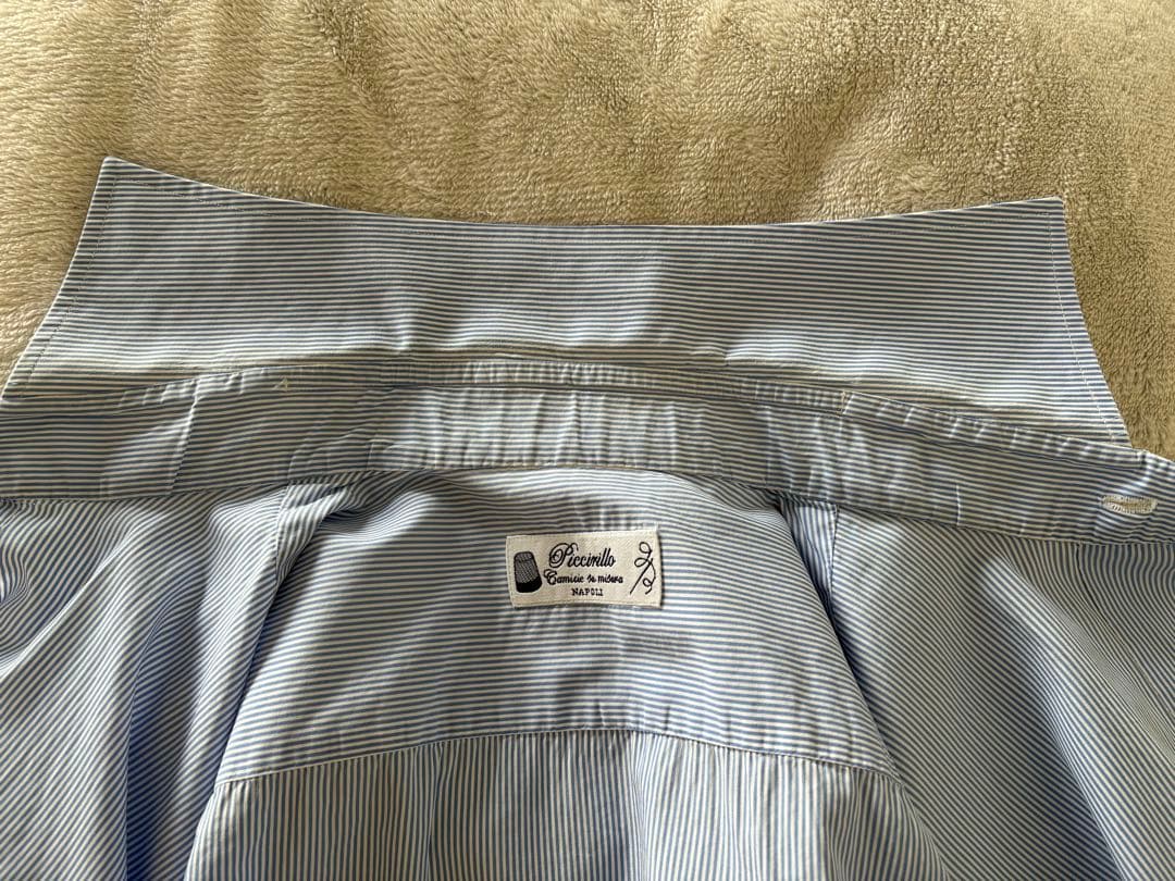 ピッチリーロ　ドレスシャツ　白×ネイビー　ストライプ　３７　ランバルディ