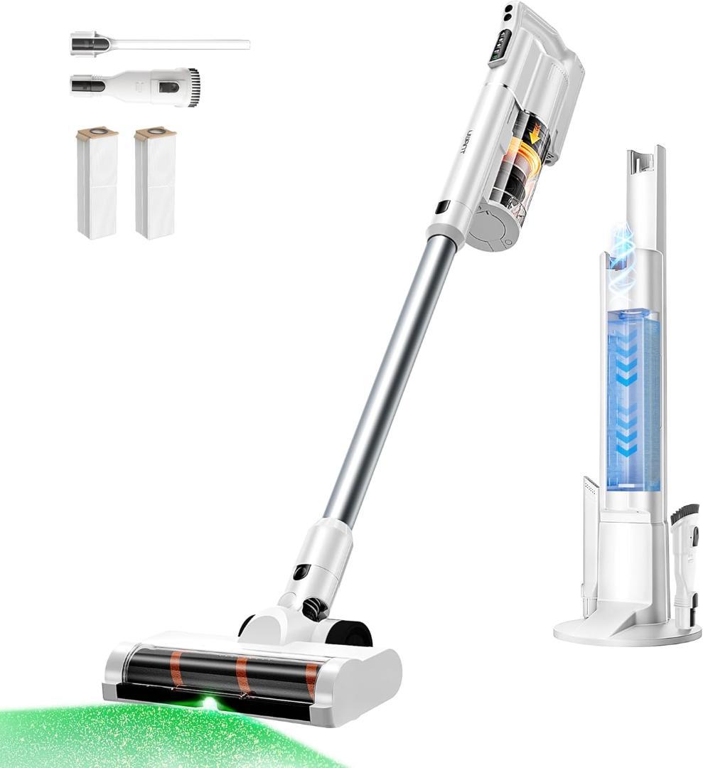 掃除機 コードレス 自動ゴミ収集ドック 60分連続使用 グリーンLEDライト