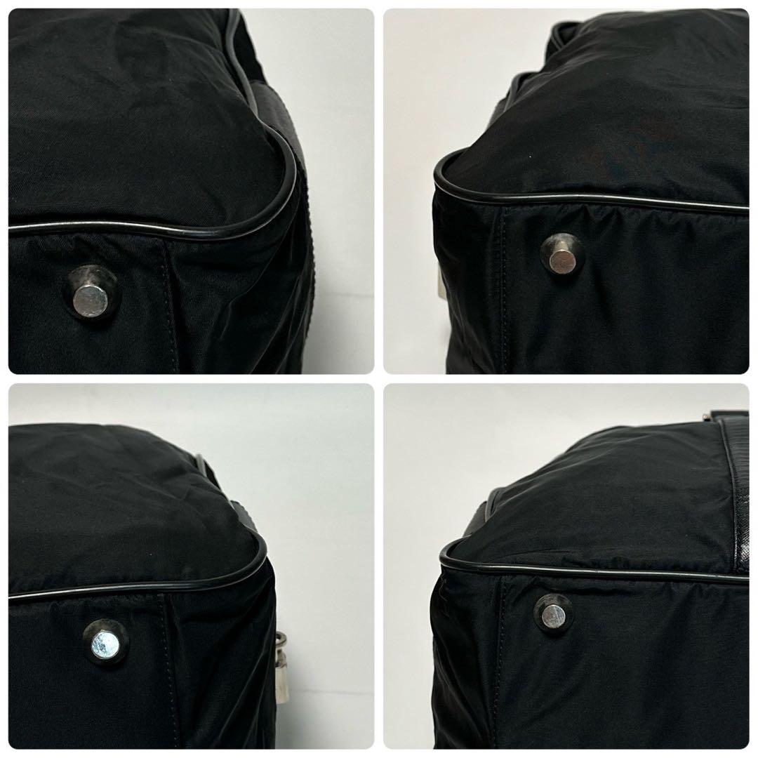 u35【近年モデル】保存袋付　プラダ　サフィアーノ　黒　南京錠　ハンドバッグ.