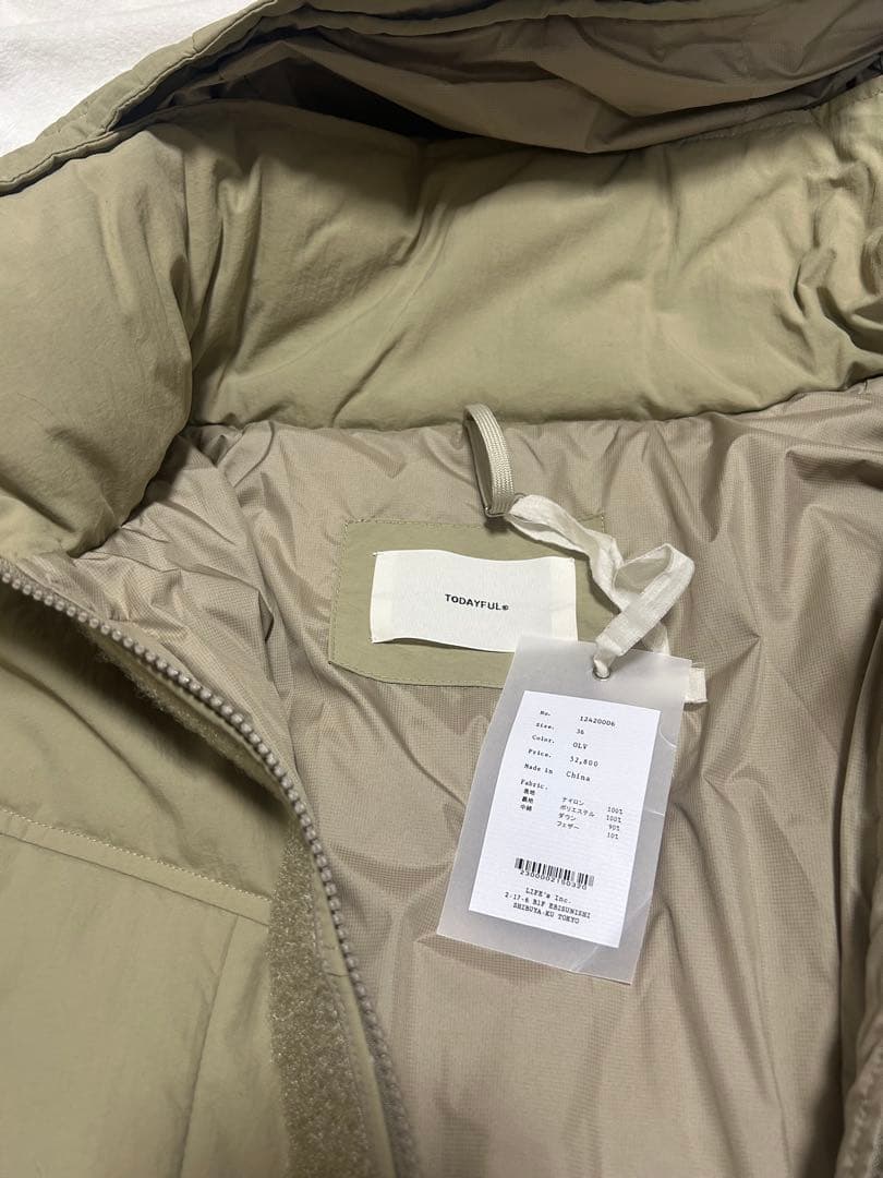 【TODAYFUL/トゥデイフル】MonsterDownJacketオリーブ36