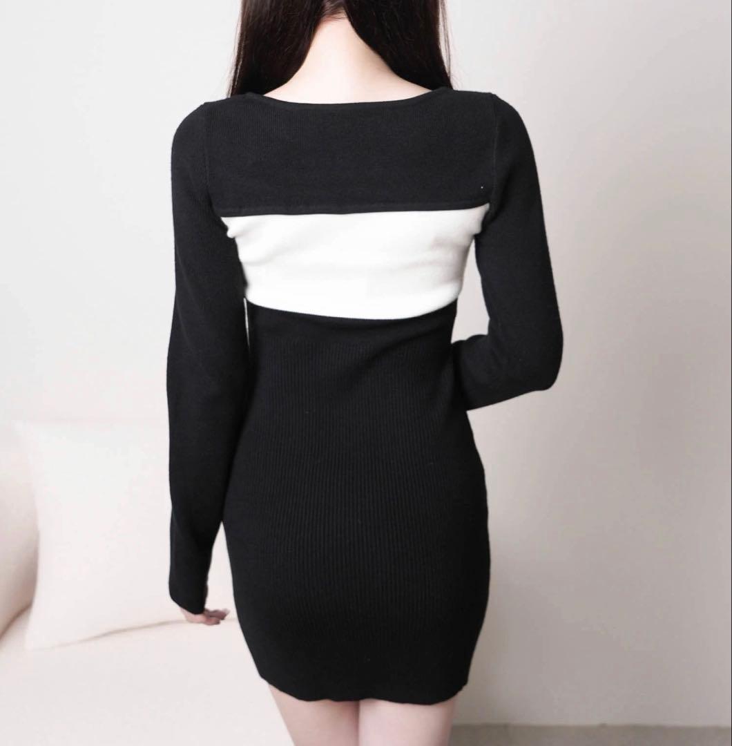 28リップサービス定価12650円デコルテオープンリボンニットワンピース