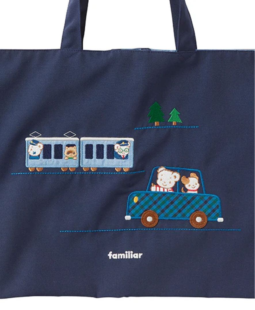familiar 車と電車のトートバッグ レッスンバッグ