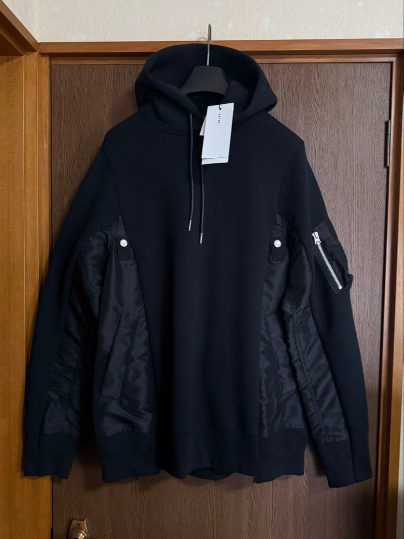 25AW新品 sacai スポンジ スウェット パーカー ドッキング MA-1