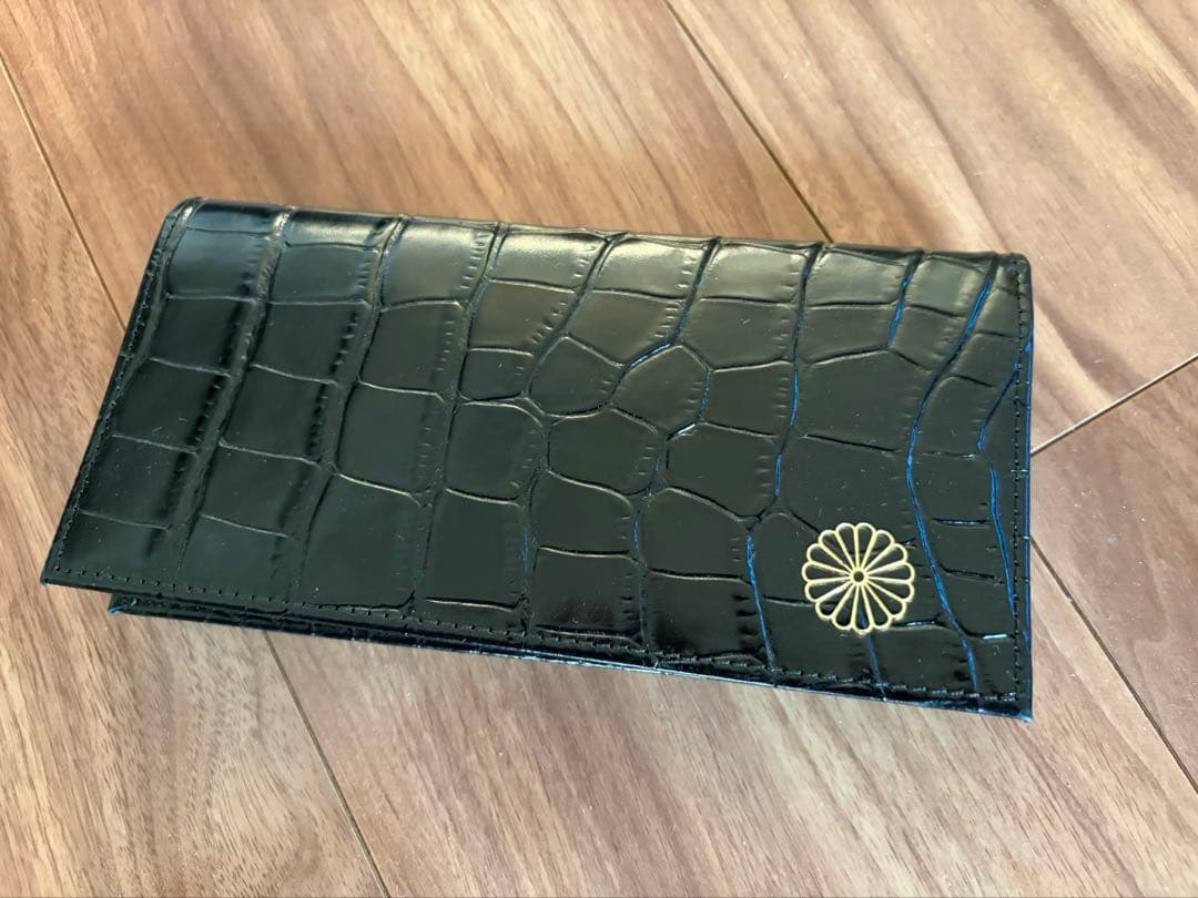 皇居限定　新品　クロコ型押し　長財布　牛革　ブラック　希少　 レザー