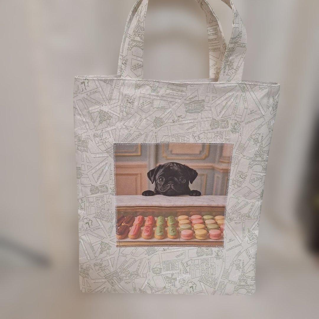 激レアパグパネル生地　ハンドメイド　まちなしバッグ　フラットポーチ