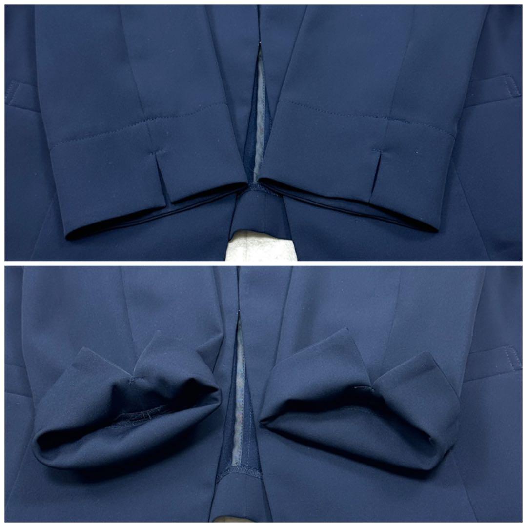 【ナチュラルビューティー】セットアップ ノーカラー パンツ スーツ 38 紺