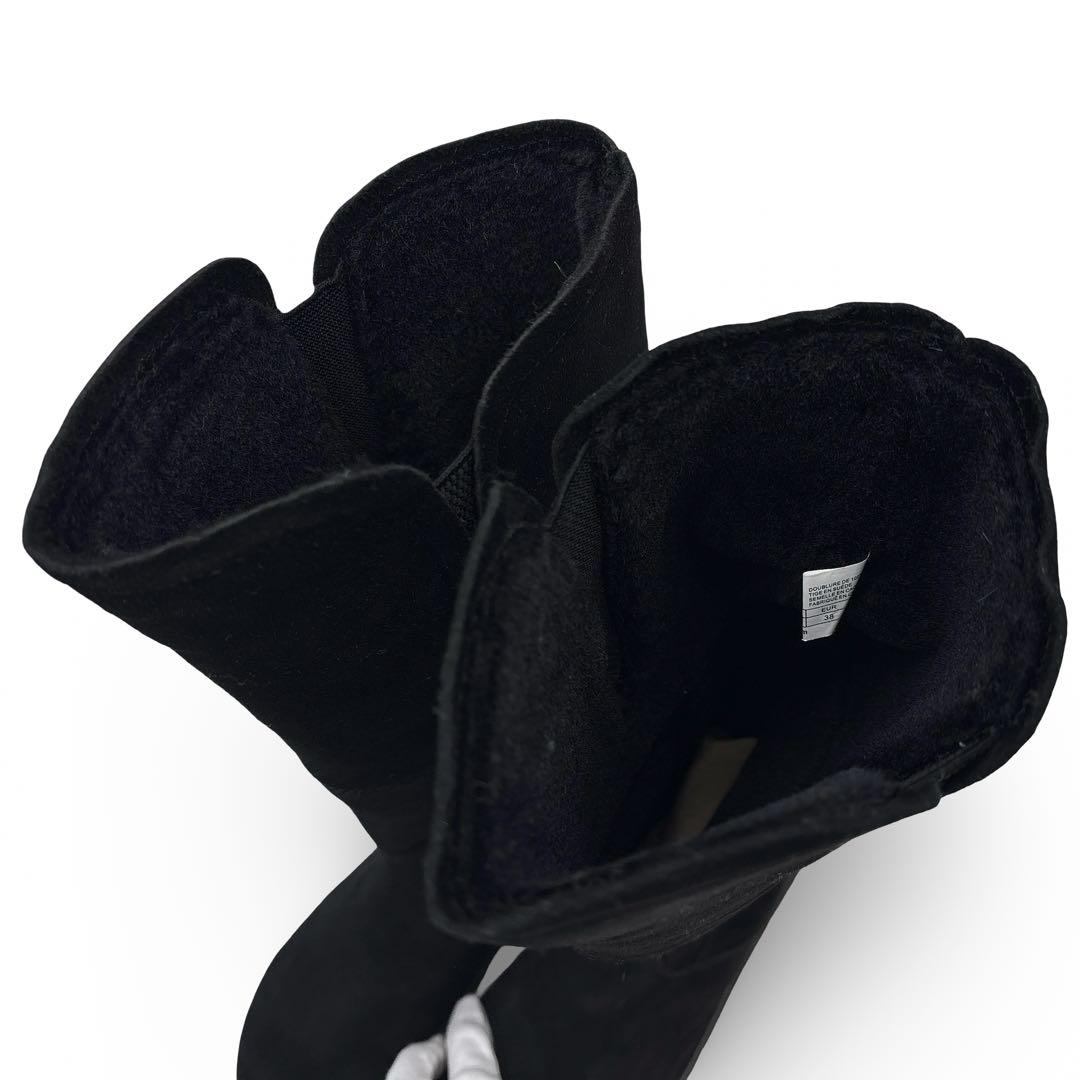 未使用新品】EMU エミュー　ロングブーツ レザー　スエード　中ボア　黒