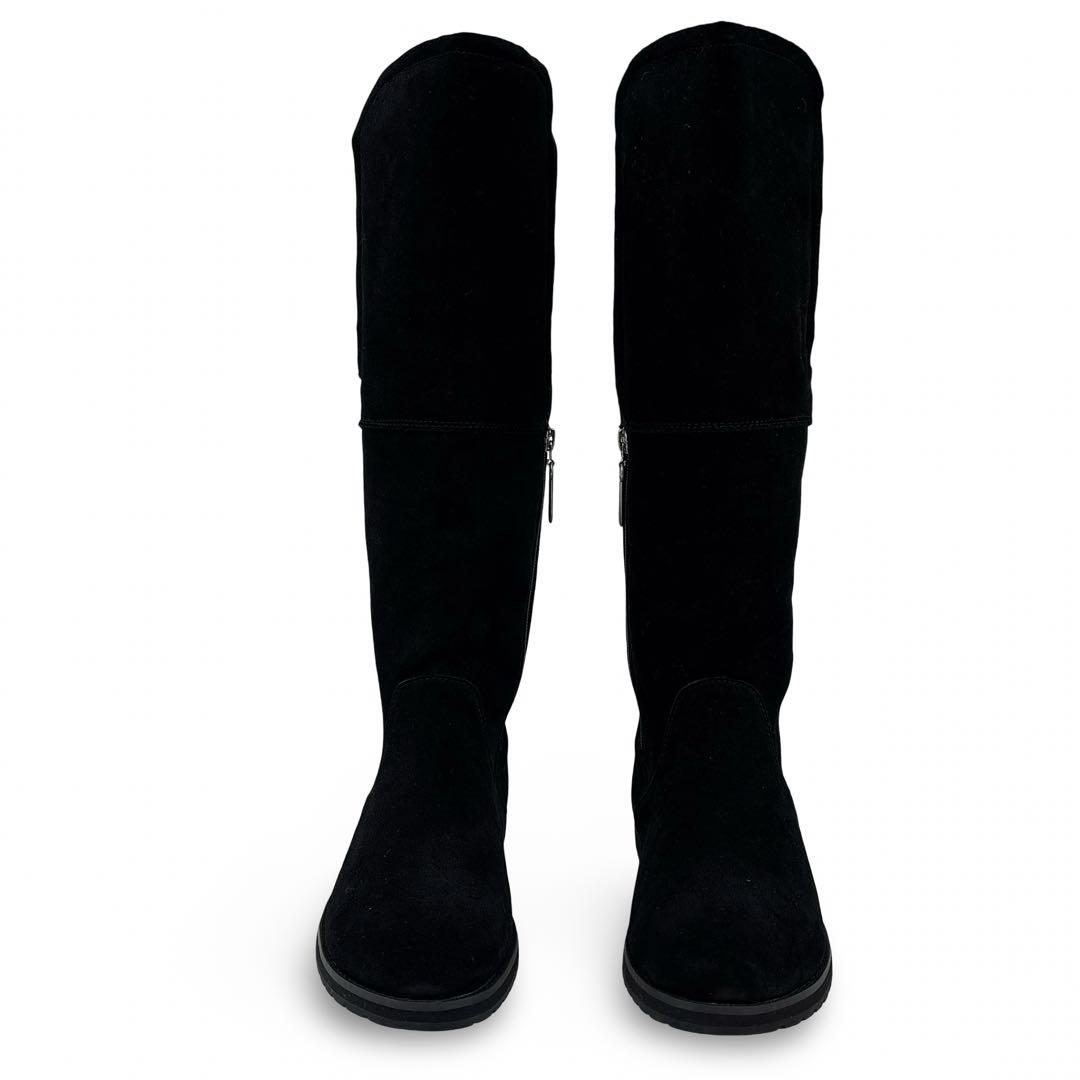 未使用新品】EMU エミュー　ロングブーツ レザー　スエード　中ボア　黒