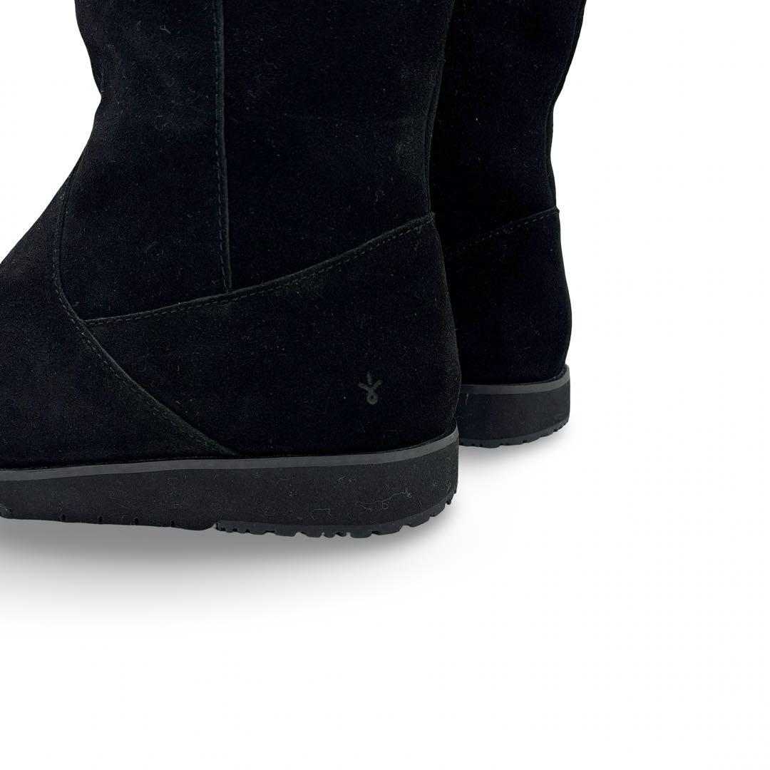 未使用新品】EMU エミュー　ロングブーツ レザー　スエード　中ボア　黒