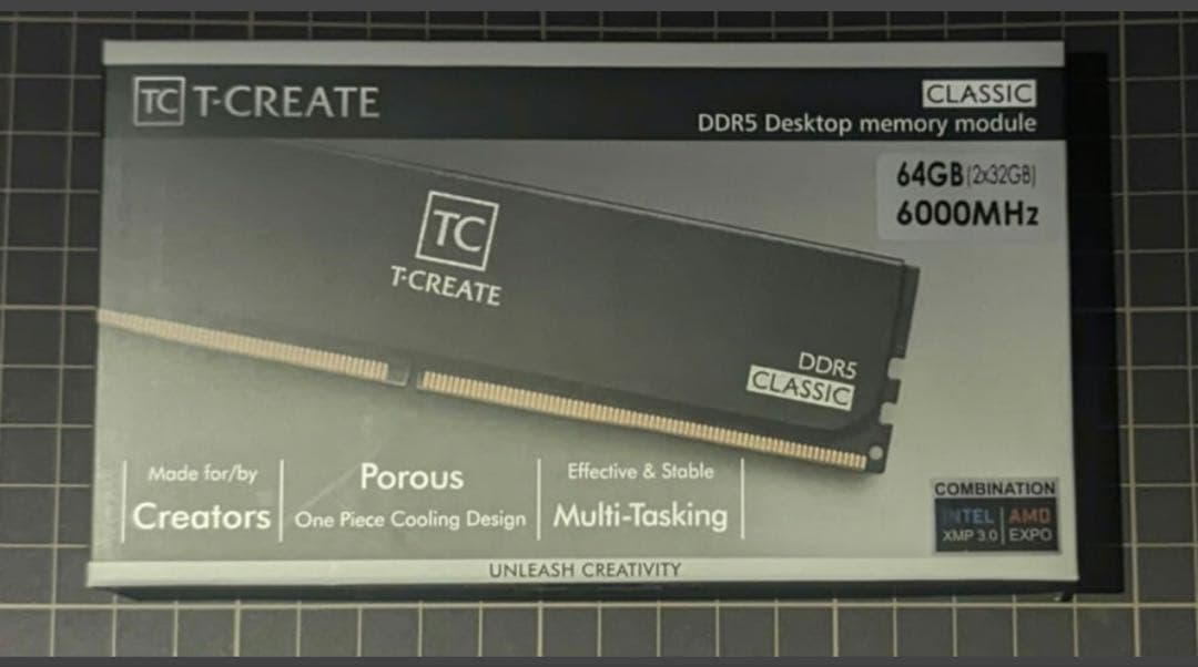 TEAM T-CREATE DDR5 6000Mhz 32GBx2枚
