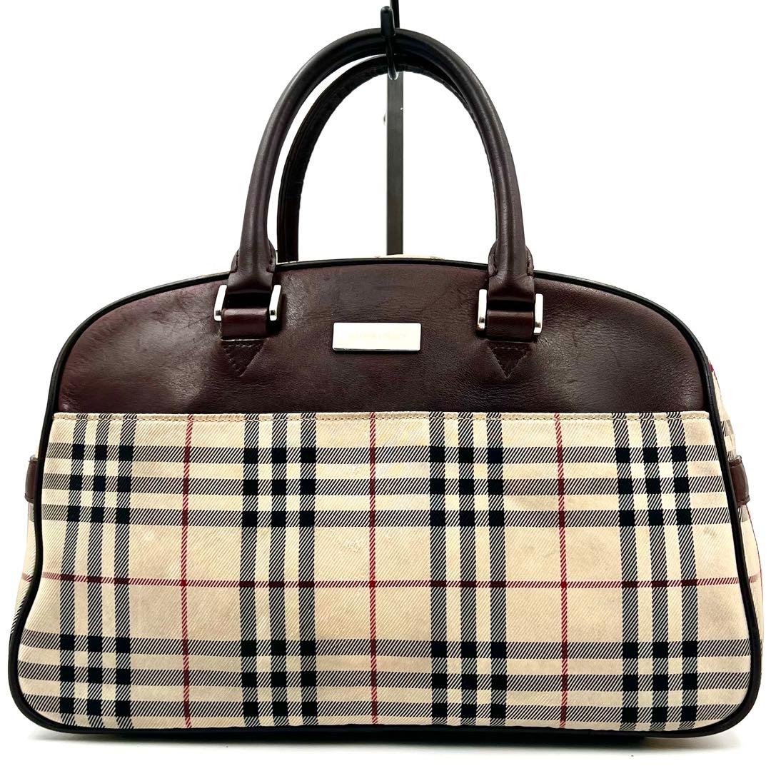 BURBERRY ノバチェック レザー キャンバス ボストンバッグ