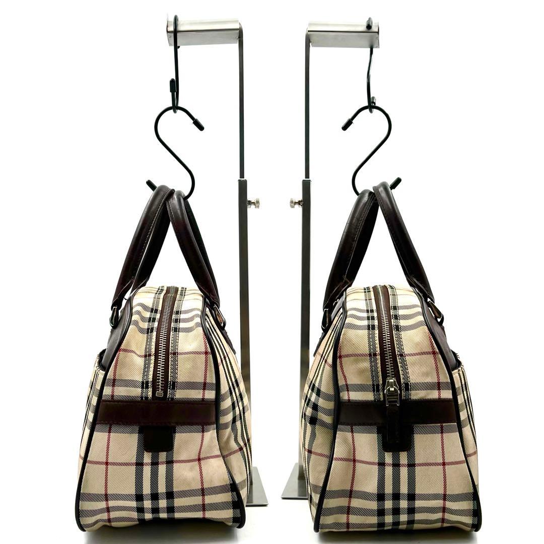 BURBERRY ノバチェック レザー キャンバス ボストンバッグ