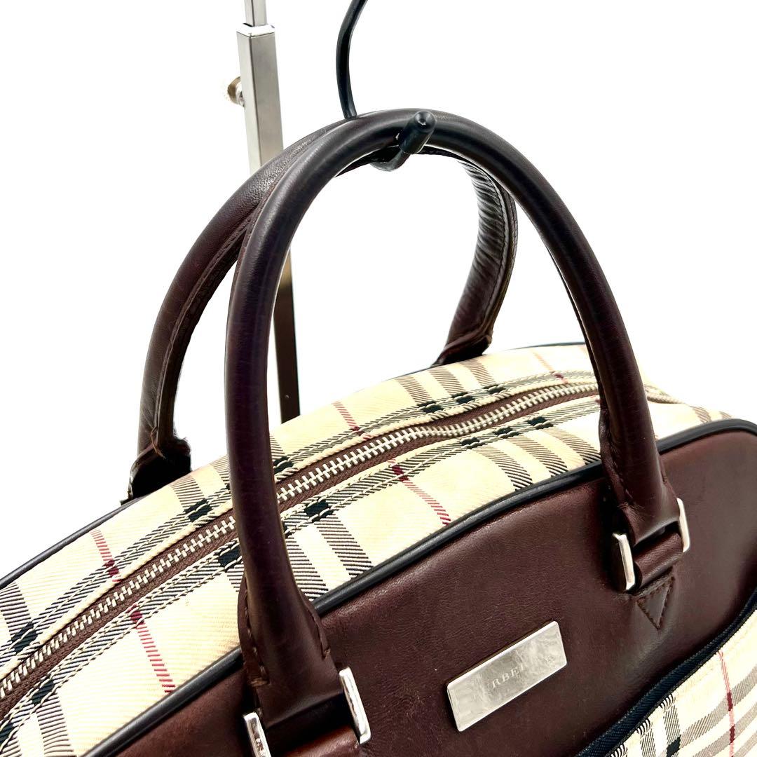 BURBERRY ノバチェック レザー キャンバス ボストンバッグ