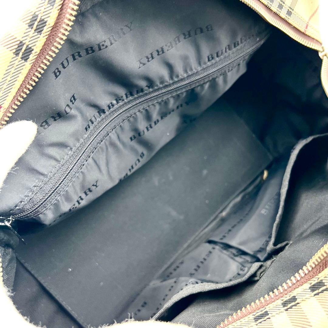 BURBERRY ノバチェック レザー キャンバス ボストンバッグ