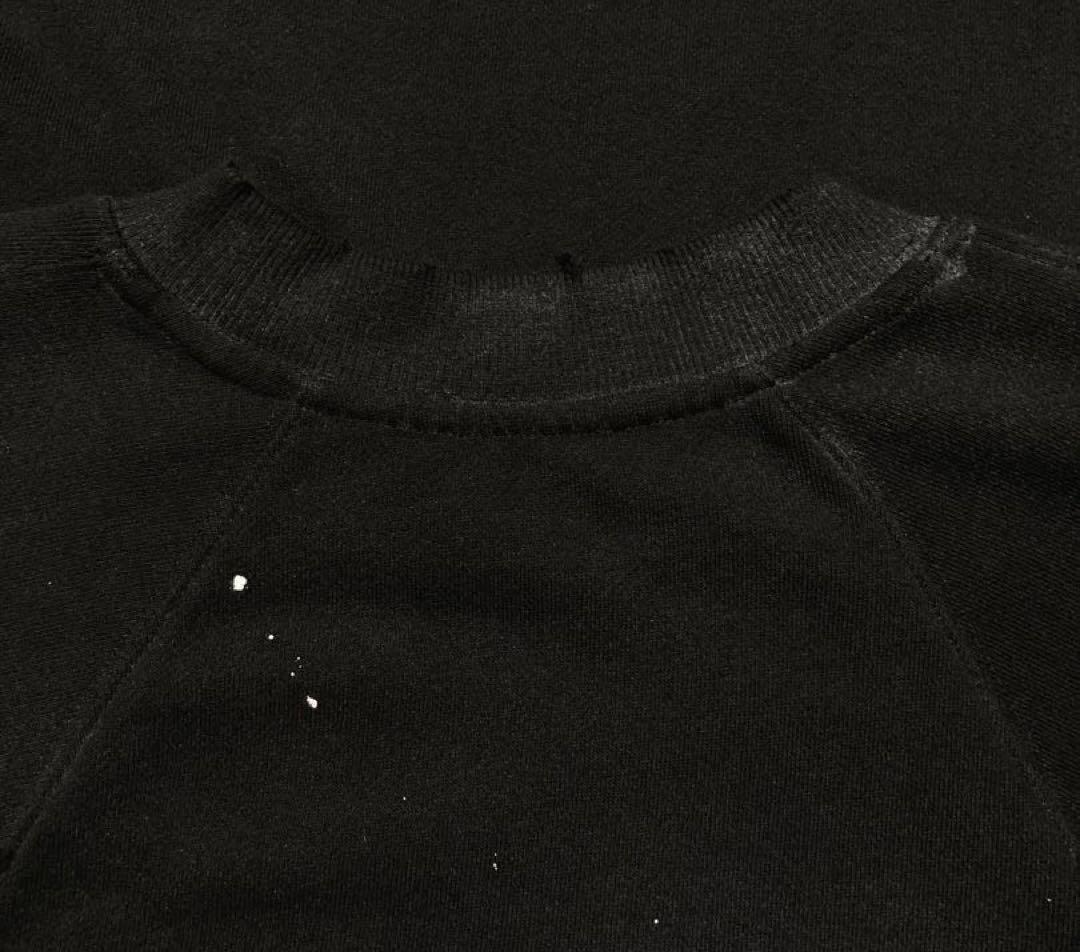 ウェルダン★ ダメージ加工　スウェット　トレーナー　半袖　ブラック　M