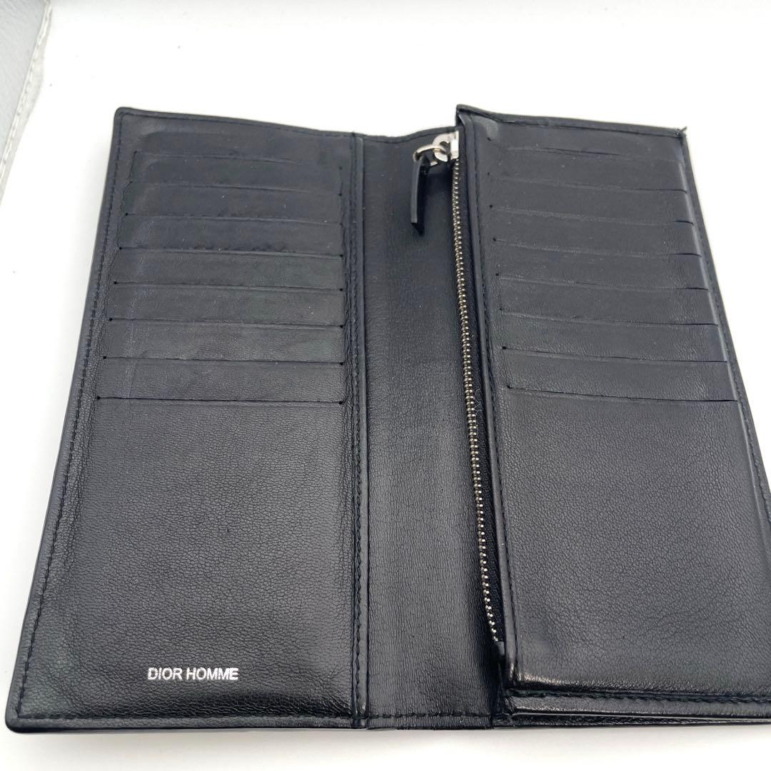 ディオールオム　長財布　メンズ　レザー　ブラック