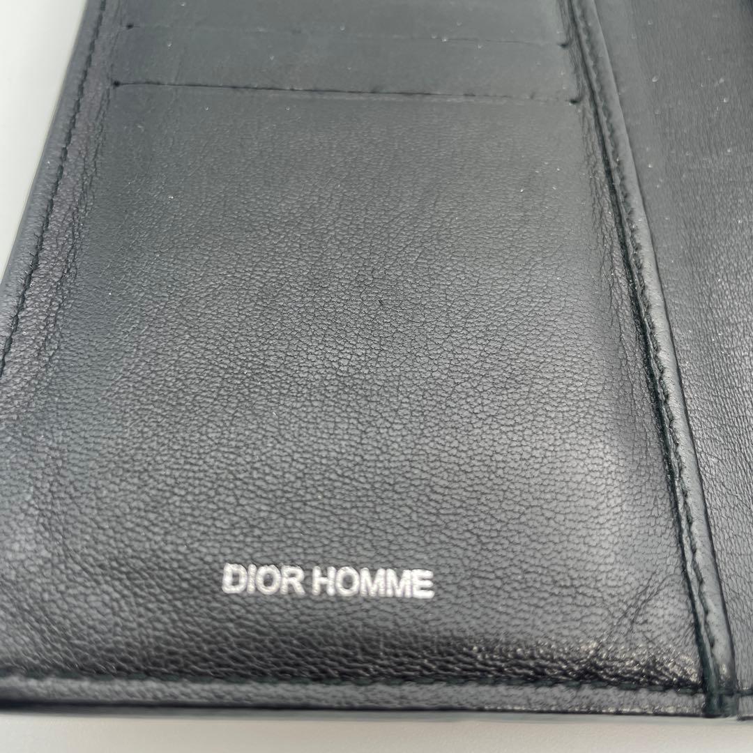 ディオールオム　長財布　メンズ　レザー　ブラック