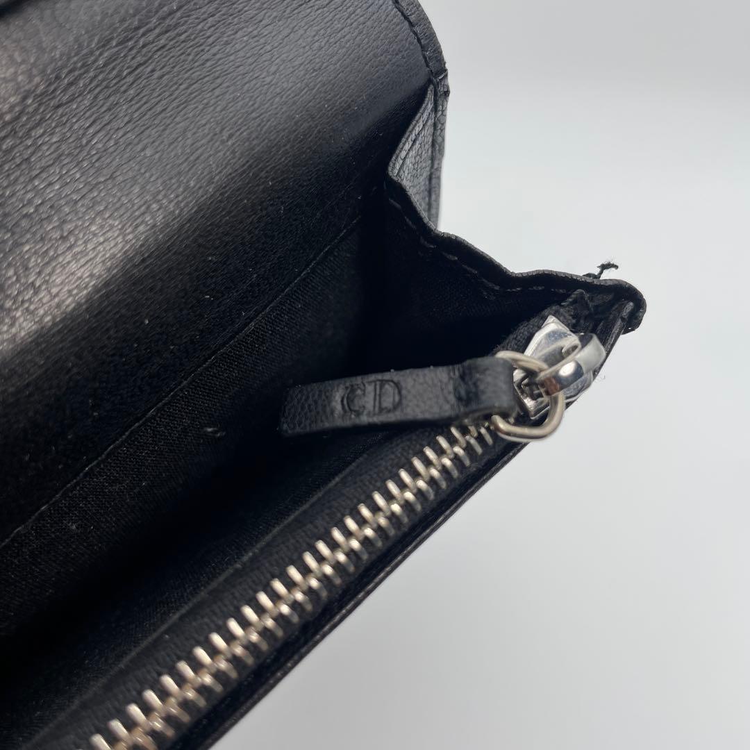 ディオールオム　長財布　メンズ　レザー　ブラック