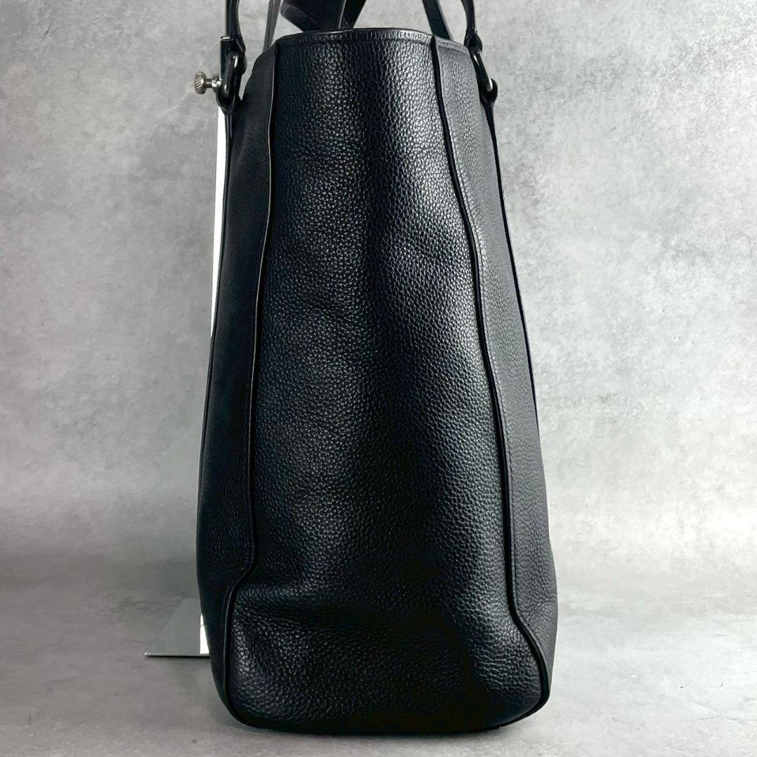 極美品 コーチ ハドソン 2way ダブルハンドル トートバッグ シボ革 黒