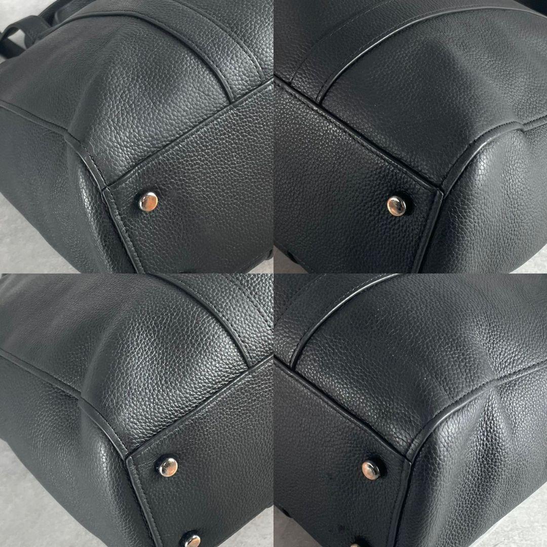 極美品 コーチ ハドソン 2way ダブルハンドル トートバッグ シボ革 黒