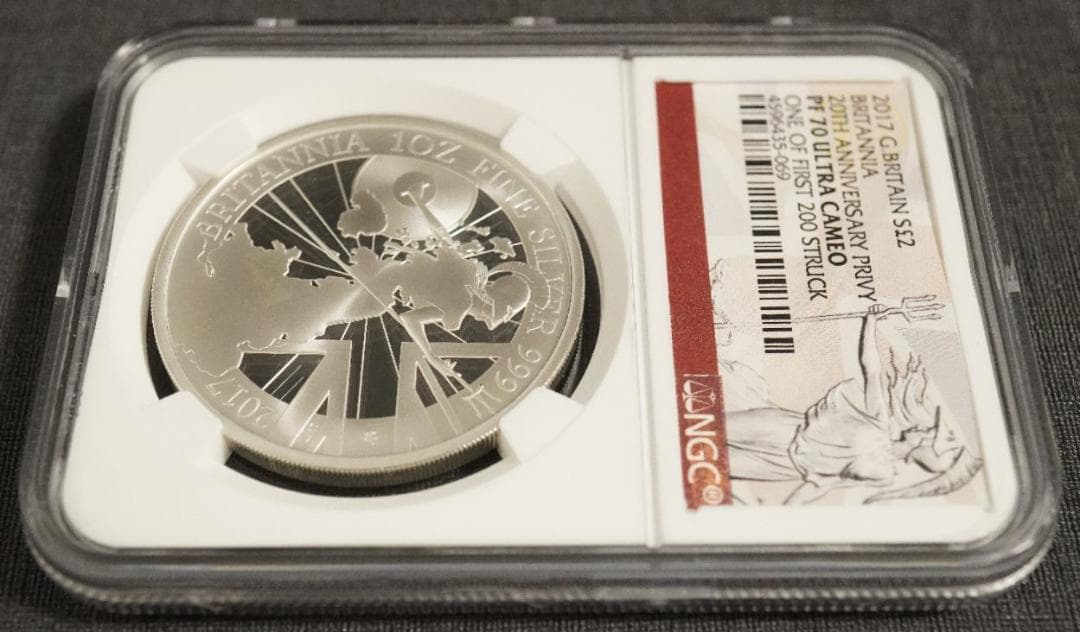 2017 ブリタニア 20周年 プルーフ 銀貨 NGC PF70UC COA箱付