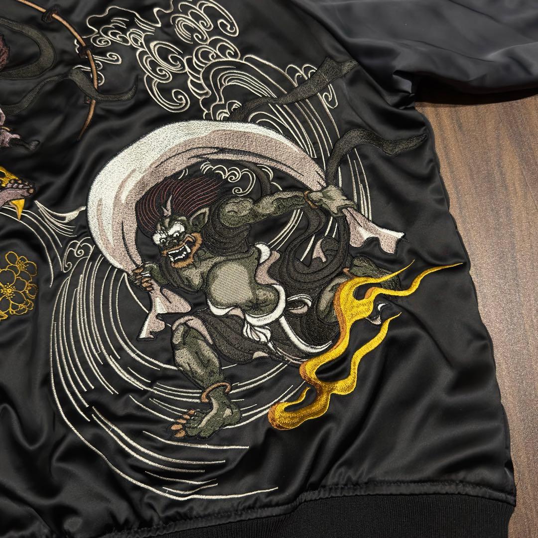 ✨新品未使用✨Lサイズ 絡繰魂 リバーシブル スカジャン 風神雷神 ブラック