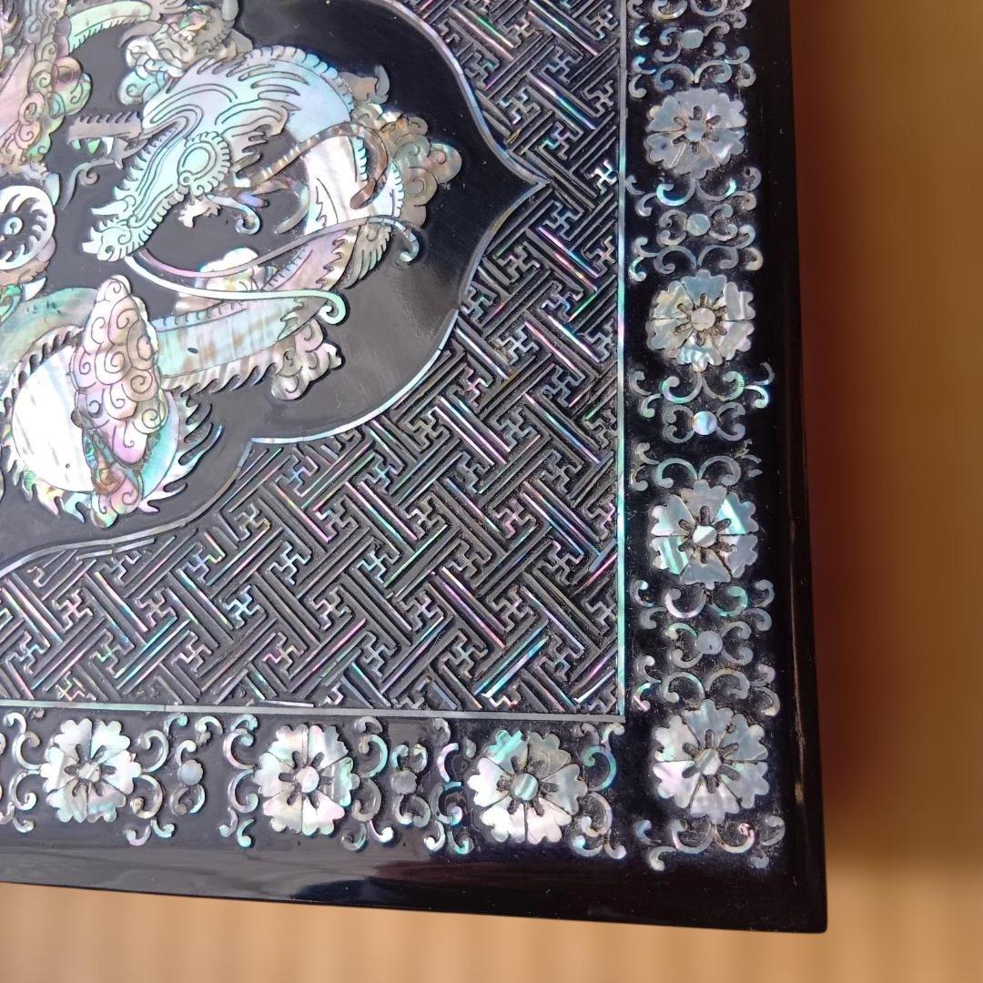 【高級】韓国 伝統工芸 螺鈿細工 龍図柄 漆器 小物入れ ジュエリーボックス
