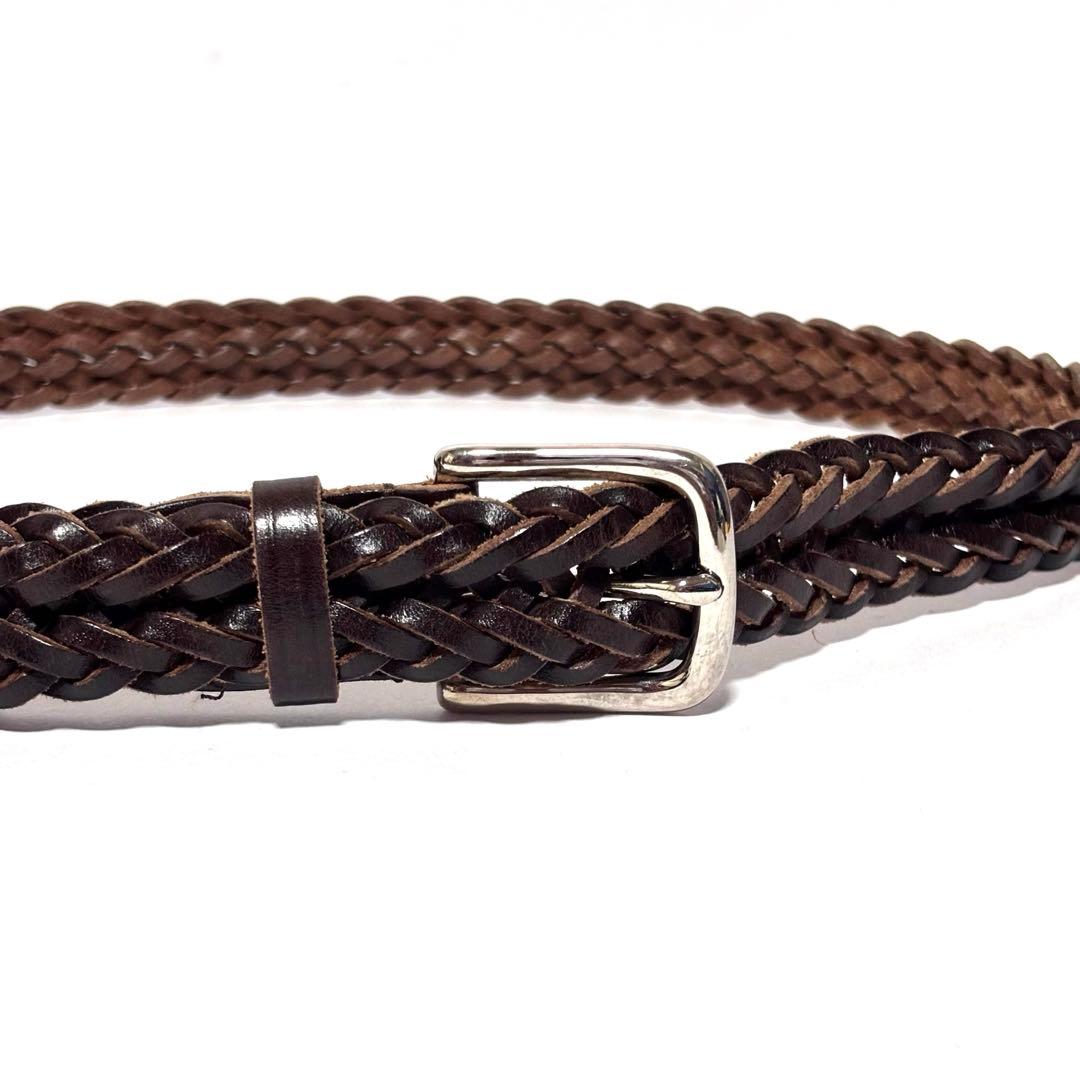 【美品】ホワイトハウスコックス メッシュレザーベルト 32/80 ダークブラウン