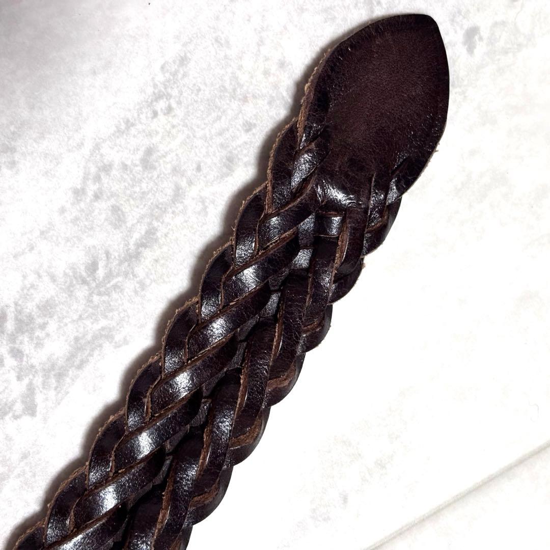 【美品】ホワイトハウスコックス メッシュレザーベルト 32/80 ダークブラウン