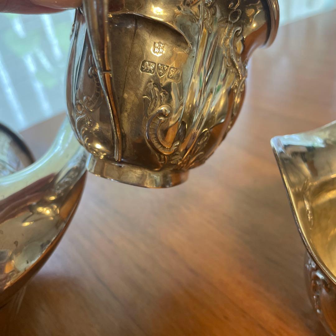 英国製　純銀　アンティーク ティーセット 3点セット