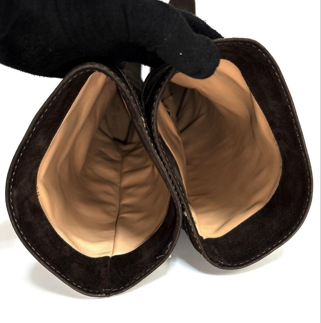 【美品】ルイ ヴィトン レザー ロングブーツ ブラウン 37イタリア製