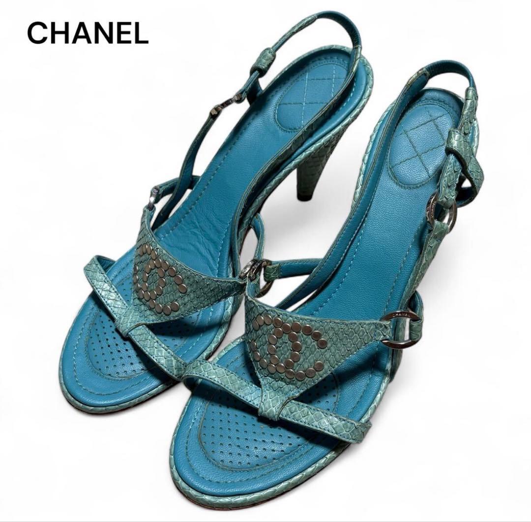 CHANEL シャネル ココマーク スタッズ サンダル 37 1/2