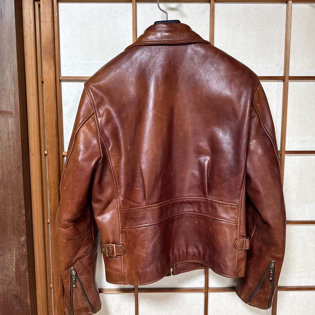 E-McCOY ブラウンレザーシングルライダースジャケット 38