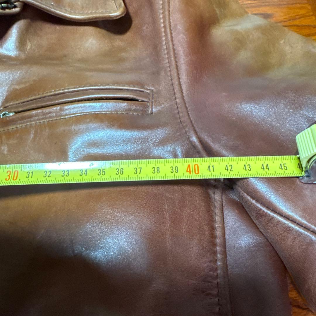 E-McCOY ブラウンレザーシングルライダースジャケット 38