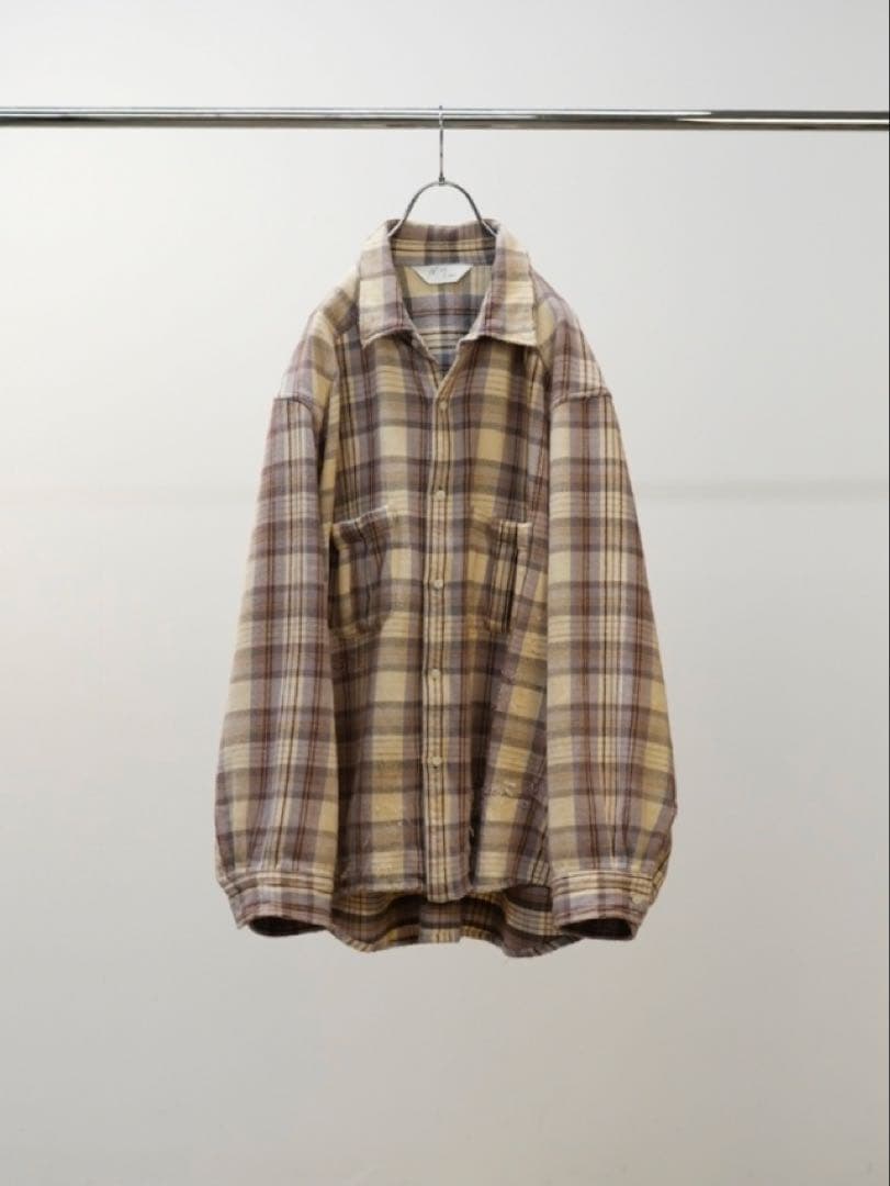 トップス ANCELLM NEL CHECK OVER WORK SHIRT 25AW