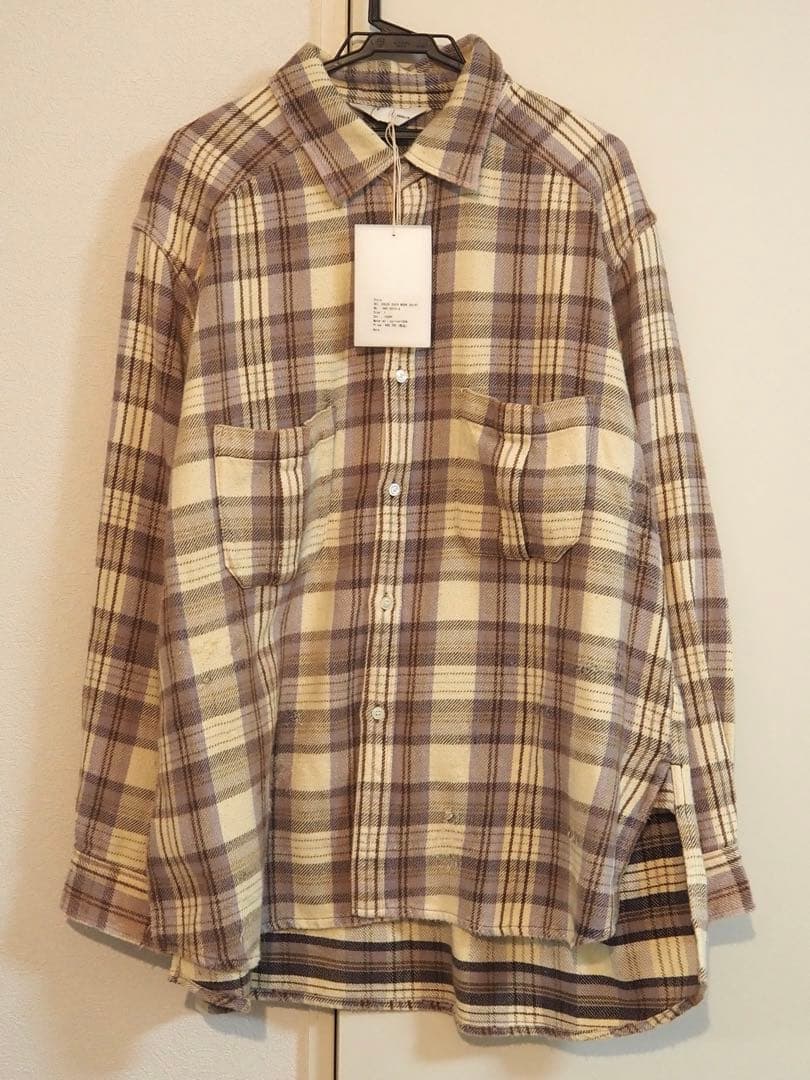 トップス ANCELLM NEL CHECK OVER WORK SHIRT 25AW