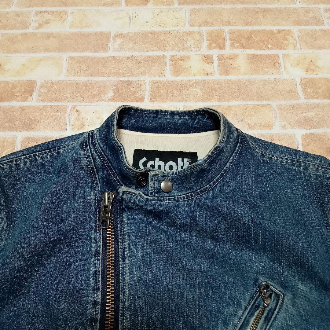 SCHOTT ショット　デニム　ライダースジャケット 古着 ダメージ加工