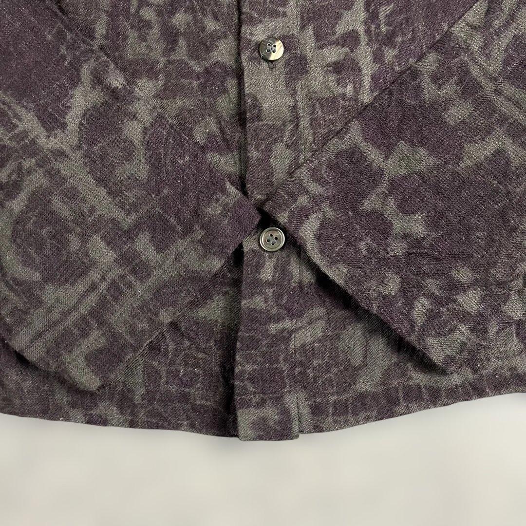 プランテーション ウール総柄ボトルネックブラウス シャツ 花柄