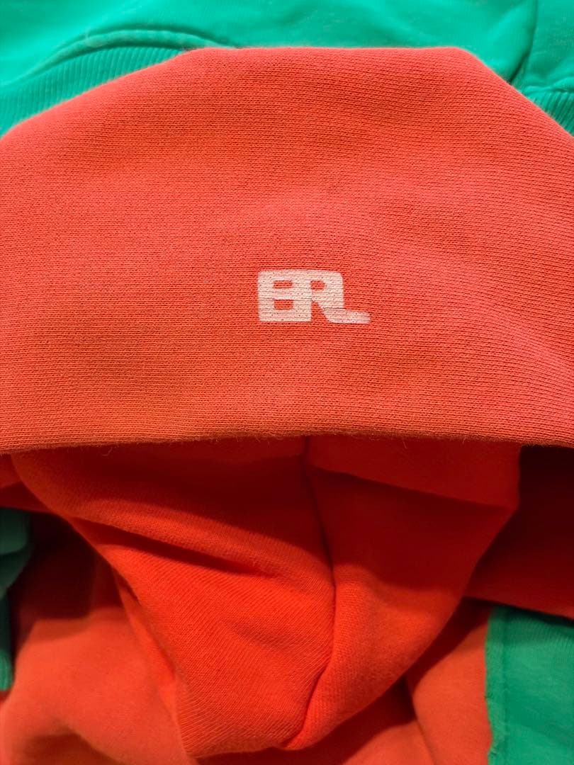 #美品ERLカラーブロックデザイン パーカービッグシルエット裏フリース#Lサイズ