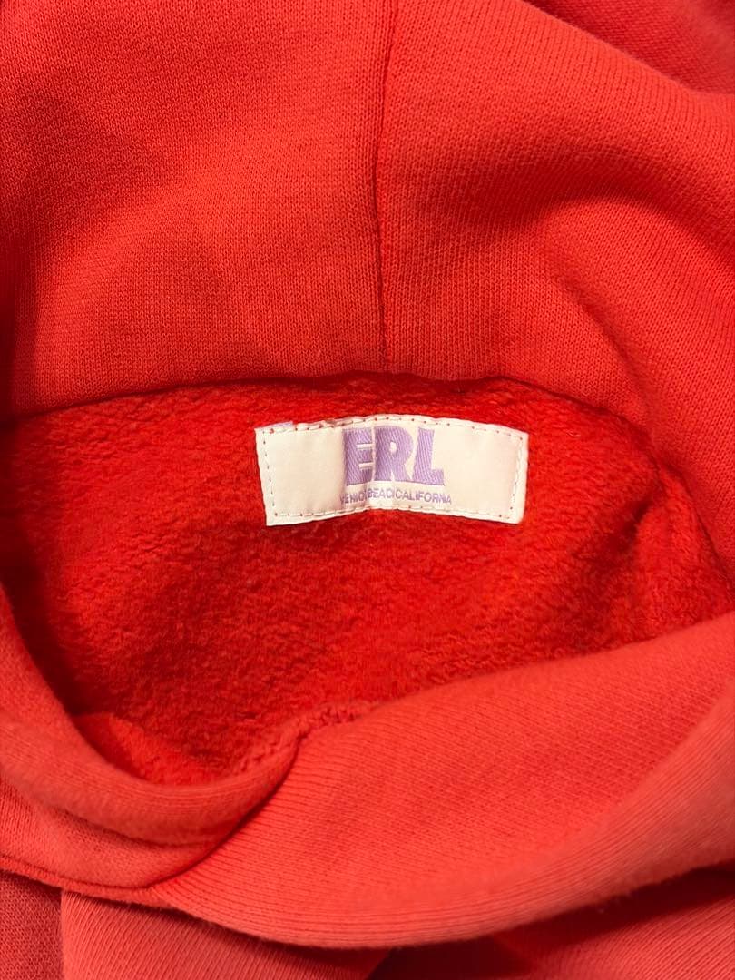 #美品ERLカラーブロックデザイン パーカービッグシルエット裏フリース#Lサイズ
