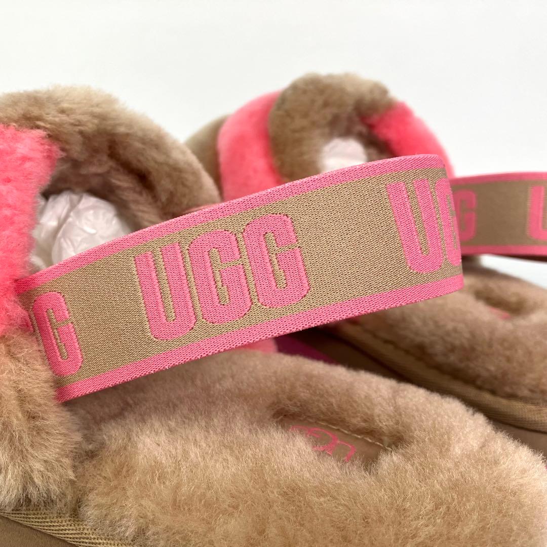 【未使用級】UGG ディスコストライプスライド　バックストラップ　厚底　26cm