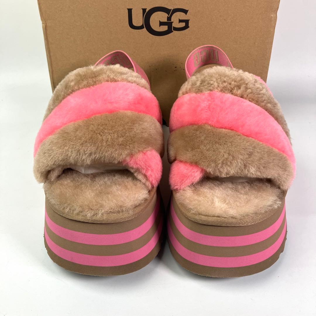 【未使用級】UGG ディスコストライプスライド　バックストラップ　厚底　26cm