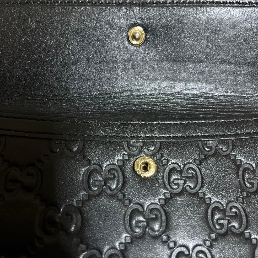 GUCCI グッチ 長財布 シマレザー ブラック　本革