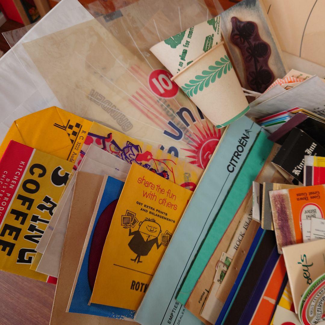 80サイズ/たっぷりephemeral box☆ヴィンテージ海外紙モノ