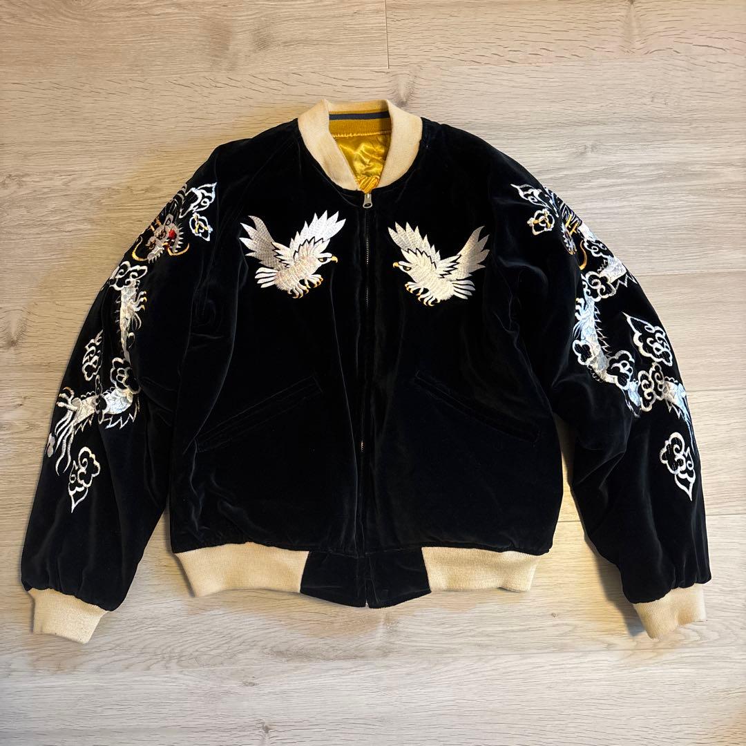 希少 ヴィンテージ スカジャン 別珍 鷲刺繍 リバーシブル 60～70s YBS