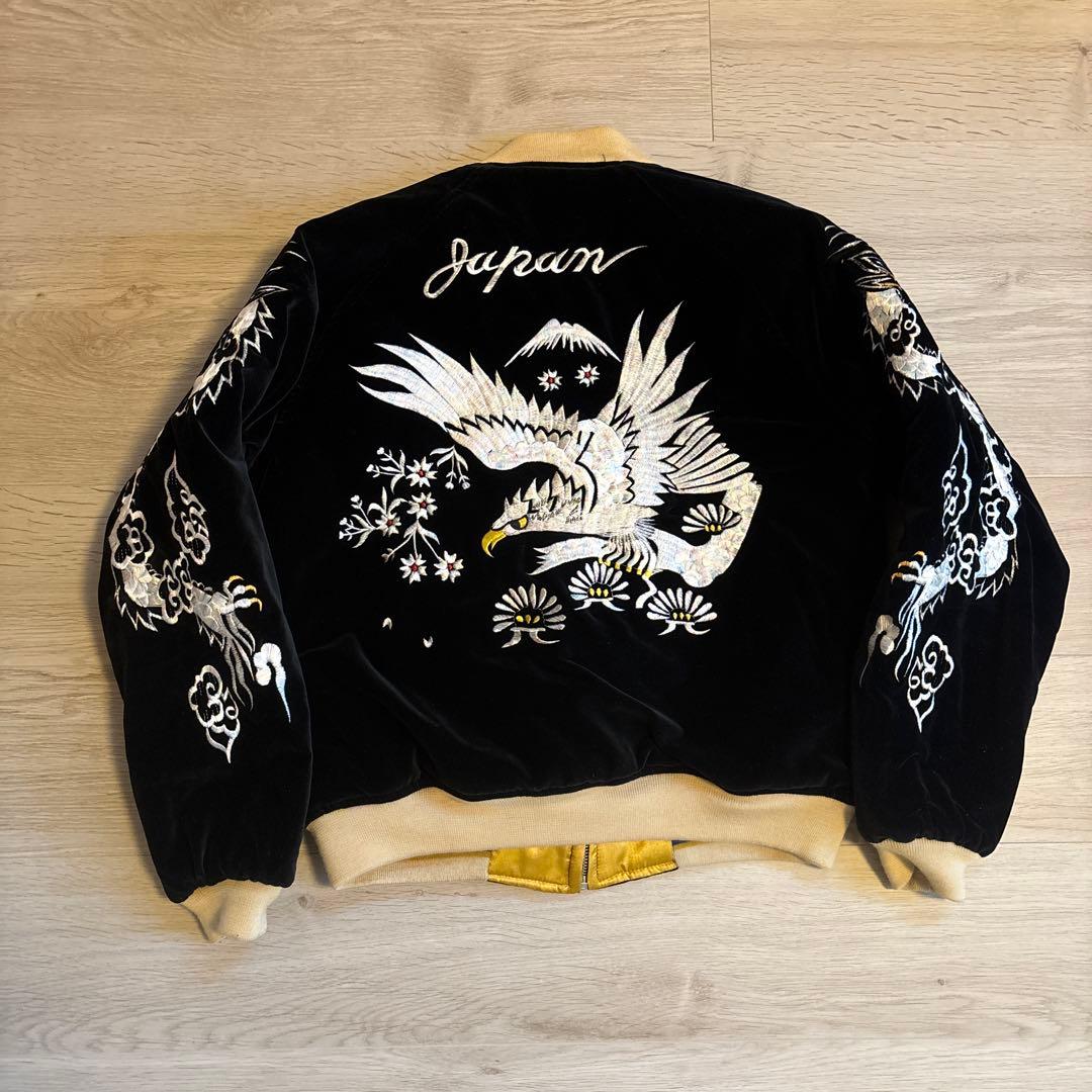 希少 ヴィンテージ スカジャン 別珍 鷲刺繍 リバーシブル 60～70s YBS