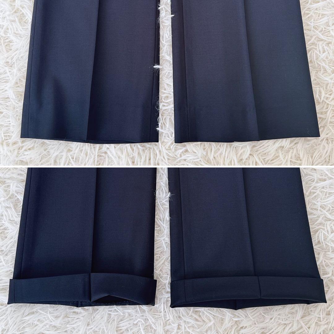 美品✨セオリーリュクス EXECUTIVE ノーカラー パンツスーツ 紺 M〜L